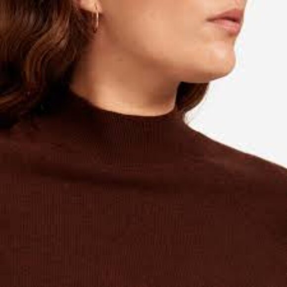 Everlane The Cashmere Raglan Mock Neck Heathered Java/Size M - Picture 1 of 10